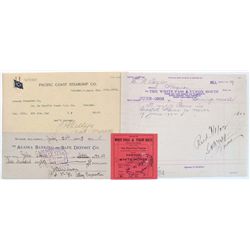 ALASKA EPHEMERA LOT, 1902-1911, LOT OF 4: Letterhead, Pacific Coast Steamship Co., Skaguay,Alaska, d