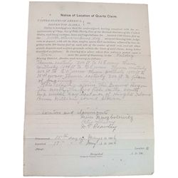 VALDEZ, ALASKA,CLAIM NOTICE DATED 1906: Hard Rock Quartz Claim , called the North Extension Ground H