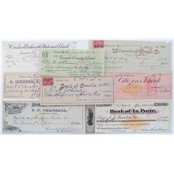 CALIFORNIA EARLY BANK CHECK LOT, 1882- 1913, LOT OF 8: Bank Of La Porte, La Porte, Cal., dated, 1882