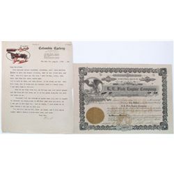CALIFORNIA EMPHEMERA LOT, 1910-1914, LOT OF 2:Stock,  L.E. Fish Engine Company, Los Angeles, Cal. Da