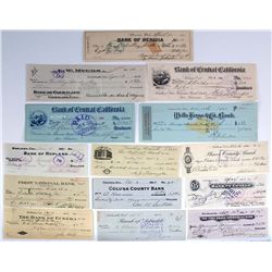 CALIFORNIA SMALL TOWN CHECKS 1882-1948 Lot of 14: Bank Of Central California, Fresno, dated Jan.2,18