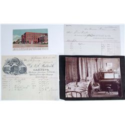 CALIFORNIA EPHEMERA LOT 1880-1900 LOT OF 5: Photo, A high-Sierra Camp,complete with wagons, and men