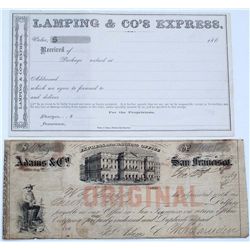 GOLD RUSH ERA EXPRESS DOCUMENT LOT OF 2 : Adams & Co. Express And Banking Office, San Francisco, dat