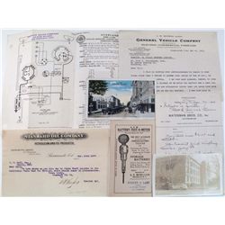 CALIFORNIA, AUTOMOBILE,EQIPMENT AND OILL, EPHEMERA,GROUP,1900-1940, LOT OF 6: Two post  cards, one R