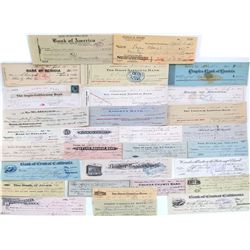 CALIFORNIA CHECK GRAB BAG, 1877-1948, LOT OF 30: To name just a few of the towns listed- Napa City,B