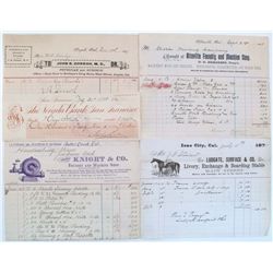 CALIFORNIA SMALL TOWN DOCUMENT & CHECK LOT, DATED 1875-1895, LOT OF 5: Billhead, Ludgate Surface & C