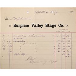 Surprise Valley Stage Co. Invoice