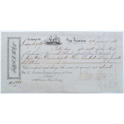 SAN FRANCISCO, THIRD OF EXCHANGE, DATED 1868: San Francisco Third of Exchange, to the Merchant Banki