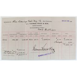 Memorandum of bullion deposited by Thomas Bell & Co. to Thomas Price, Analytical Chemist, Assay and