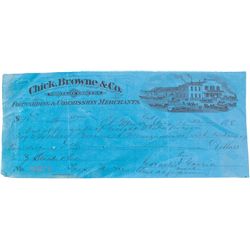 CHECK, FROM TAOS, NEW MEXICO, DATED 1878: Check, from Chick, Browne & Co. Wholesale Grocers, Forward