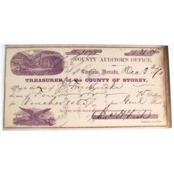 County Warrant, 1870.  Issued to Jos. Fredricks, a Virginia City merchant.  Signed by Chas H. Fish a