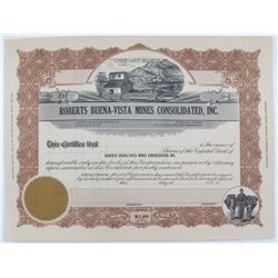 Roberts Buena-Vista Mines Certificate