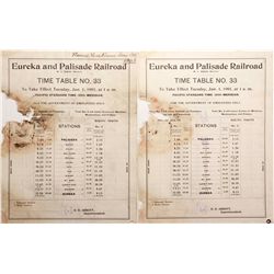 Eureka and Palisade Railroad Time Table