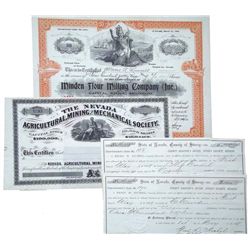 State on Nevada bills (1878), The Nevada Agricultural, Mining and Mechanical, Minden Flour Milling