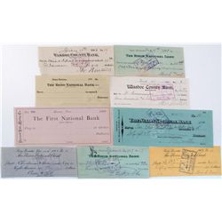 RENO NEVADA CHECK LOT, 1897-1920, LOT OF 9 ( all Different): Unissued Check,The First National Bank,