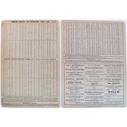 ADVERTISMENT CARDS:, SHOWING MATH TABLES, FOR SCHOOLS, AND ADDS FOR BUSINESS IN VIRGINIA CITY, NEVAD