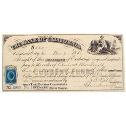 NEVADA BANKING, DUPLICATE OF EXCHANGE, DATED 1880: The Bank Of California, Duplicate of Exchange, Vi