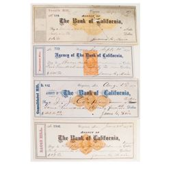 VIRGINIA CITY, MILL CHECKS, 1871- 1874, LOT OF 4: Check, Trench Mill,Virginia, Nevada, signed by Jam
