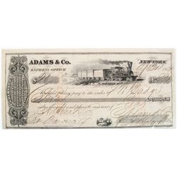 GOLD RUSH, EXPRESS OFFICE, CHECK, DATED 1854: Adams & Co., Express Office, Check from New York, date