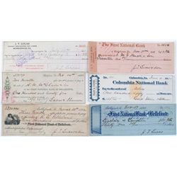 PENNSYLVANIA CHECK AND PROMISSORY NOTE LOT, 1870-1910, LOT OF 6: Columbia National bank, Columbia, P