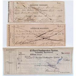 TEXAS, COLLECTORS GROUP, 1862-1911, LOT OF 3: Treasury Warrant for the State Of Texas, dated, Feb.11