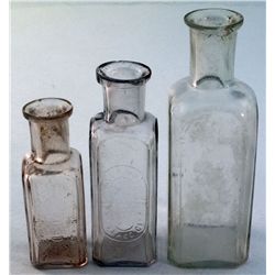 Set of 3 small druggists bottles-J.D LAMB & Co/DRUGGISTS/mortar & pecil motif/SALT LAKE CITY-range i