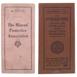 MINERS MEMBERSHIP Cards, 1915-1942, LOT OF 2: The Miners Protective Association Membership Card, for