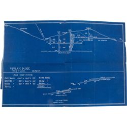 MINE BLUE PRINT: The Vivian Mine, Madera, California, no date, shows different levels, and Ore estim
