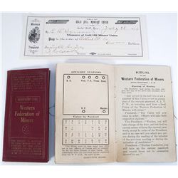 MINERS UNION (wfm) GROUP 1913-1916 LOT OF 3: Treasurers Warrant, from the Gold Hill Miners Hall, Gol