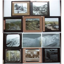 11 Glass Photo Plates. Prospectors Mill, Calavaras, Unknown Mining Town, Unknown Minning Operation,