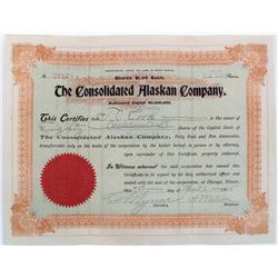 THE CONSOLIDATED ALASKAN COMPANY: Mining Stock, dated, 1905, for 80 shares, signed by A. Watson. THE