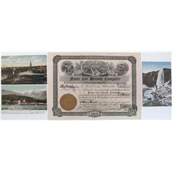 ALASKA LOT, DATED  1907-1908, LOT OF 4: Stock, Nome And Sinook Company, dated 1908. 2) Post Card, Ke