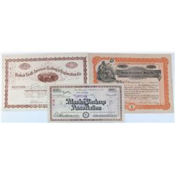 Alaska Stock Certificate Grouping Lot of 3, 1897- 1926