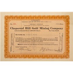 Chaparral Hill Gold Mining Company Stock Certificate