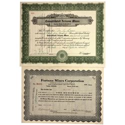 Arizona Mining Stock Certificates