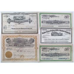 CALIFORNIA DIVERSE STOCK LOT, DATED 1870's-1911, LOT OF 5: Stock, United Water & Power Company,Of Ca