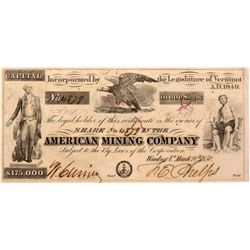 American Mining Company Stock Certificate