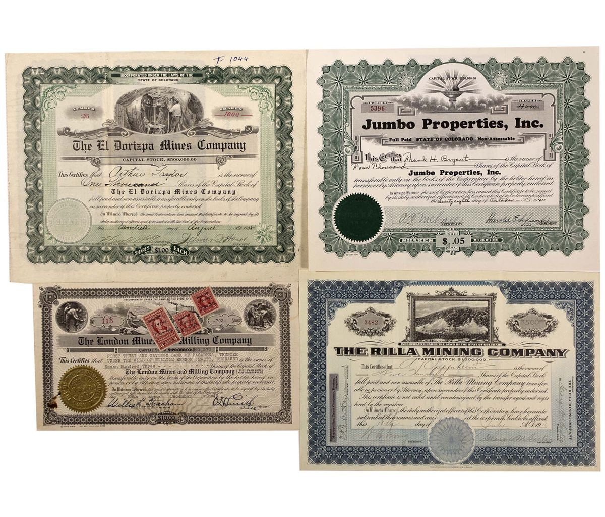 Breckenridge Stock Certificate Grouping