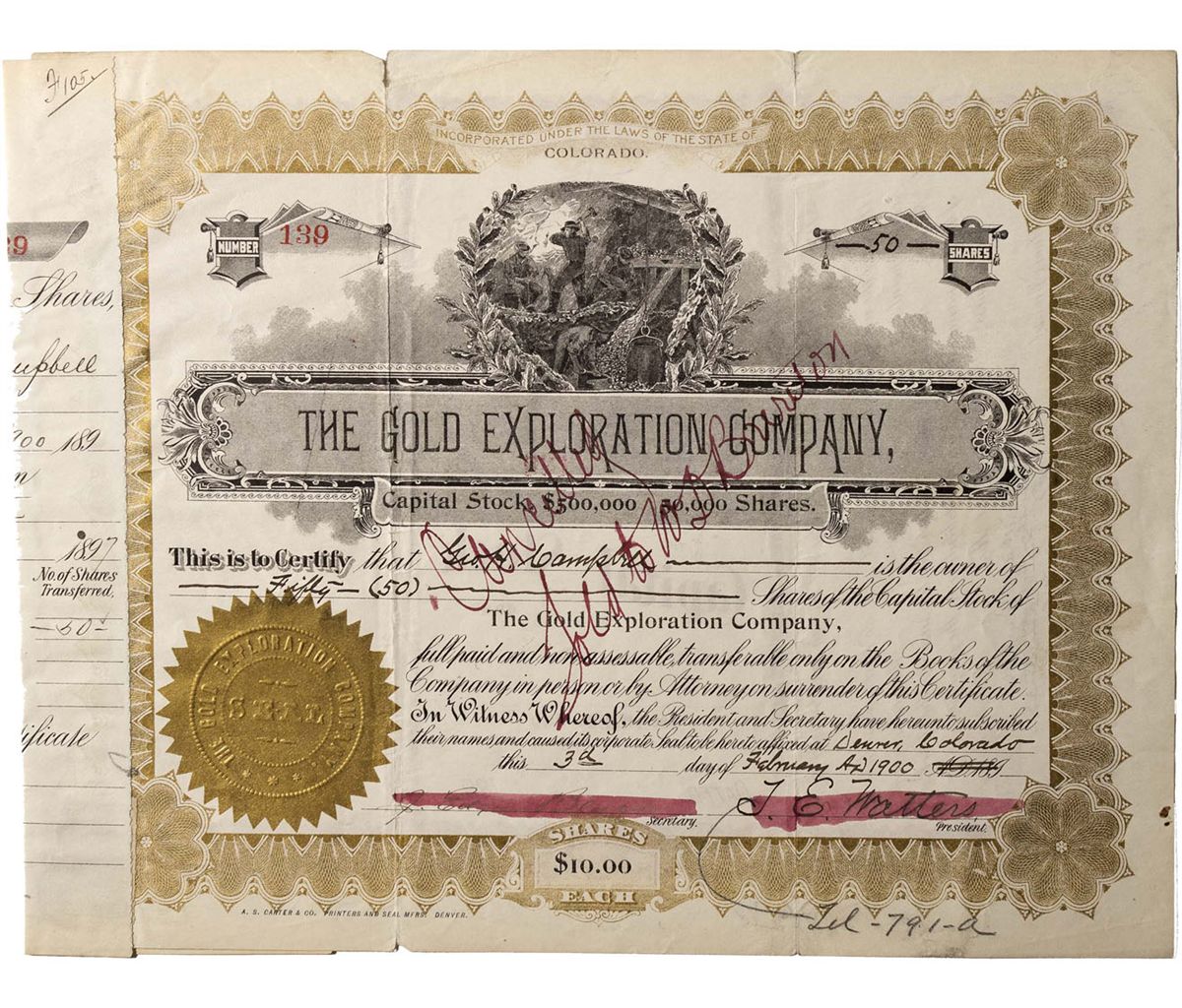 Gold Exploration Company Stock Certificate