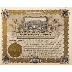 Colorado Mining, Land and Investment Company Stock Certificate