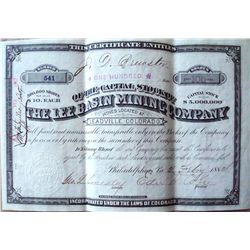 The Lee Basin Mining Company stoch issued to J D Brewster