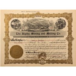 Alpine Mining and Milling Company Stock Certificate