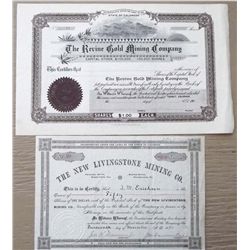 2 pieces. The New Livingston Mining Company, The Revine Gold Mining Company
