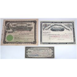 IDAHO RAILROAD, MINING STOCK AND CHECK 1907- 1924 LOT of 3 : Idaho & Washington Nothern Railroad, Co