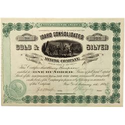 Idaho Consolidated Gold & Silver Mining Company Stock Certificate