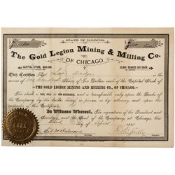 The Gold Legion Mining & Milling Co. of Chicago Stock Certificate