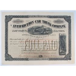 Antifriction Car Truck Company, East St. Louis, Illinois Stock Certificate