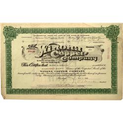 Winona Copper Company Stock Certificate