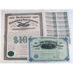 Bessemer Consolidated Iron Company Stock and Bond Certificates