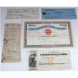 MONTANA GROUP 1868- 1915 Lot of 5 : Stock, The Musselshell Sheep Company of Oka,Meagher County, Mont